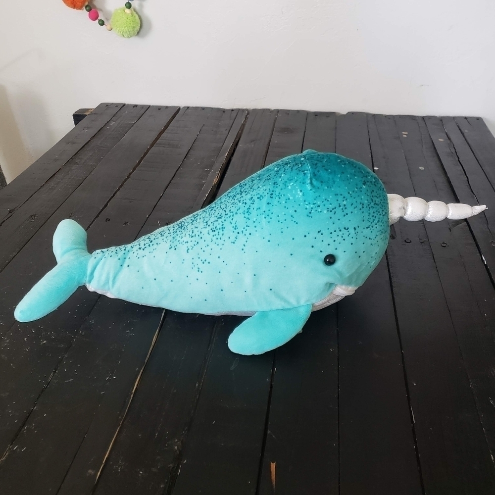 Scentsy Buddy Nelson Narwhal Stuffed Animal Plush Blue Silver Shine Ocean Lovey